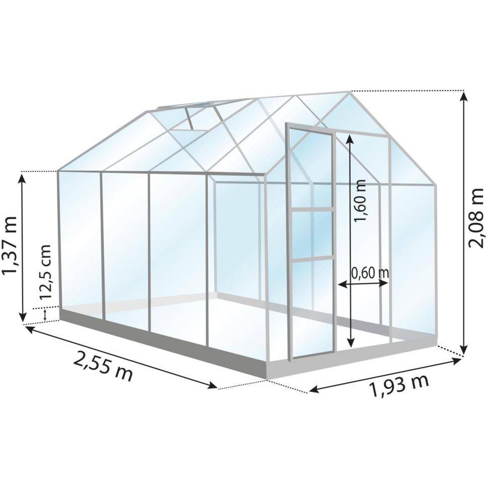 LAMS - Serre de jardin verre trempé aluminium brut 4,9 m² Allium avec embase - Lams - Image 2