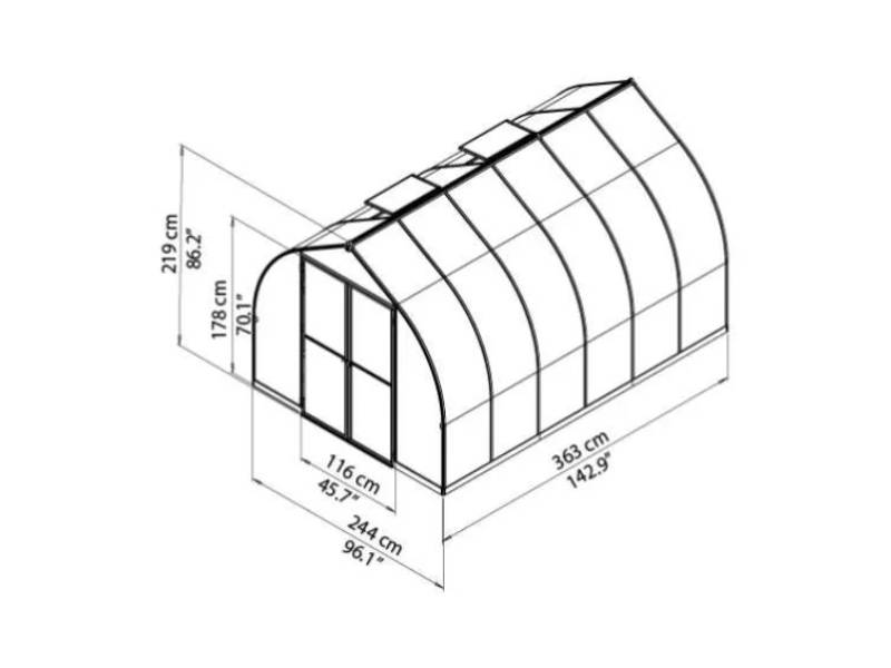 Canopia by Palram - Serre de Jardin Polycarbonate Double Paroi Argent 8,6 m² - PALRAM - Image 10