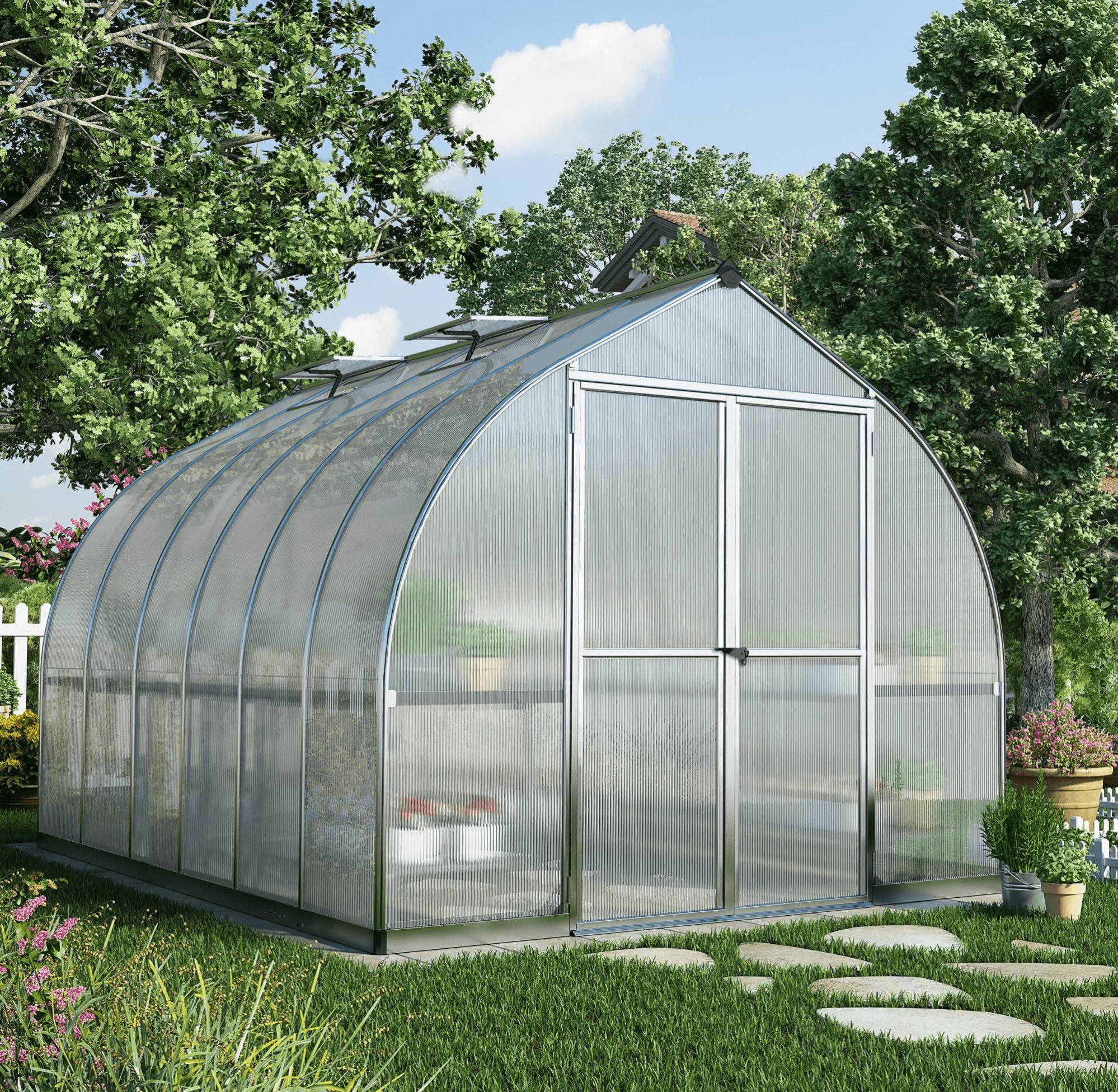 Canopia by Palram - Serre de Jardin Polycarbonate Double Paroi Argent 8,6 m² - PALRAM - Image 17