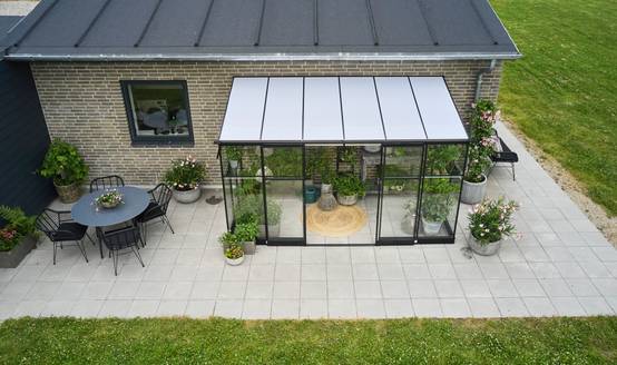 Halls - Serre de jardin adossée verre trempé polycarbonate aluminium noir 7,1 m² Qube Lean-to 6 - Halls - Image 5