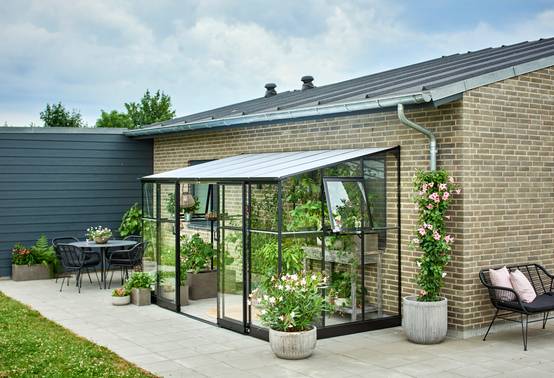 Halls - Serre de jardin adossée verre trempé polycarbonate aluminium noir 7,1 m² Qube Lean-to 6 - Halls - Image 6