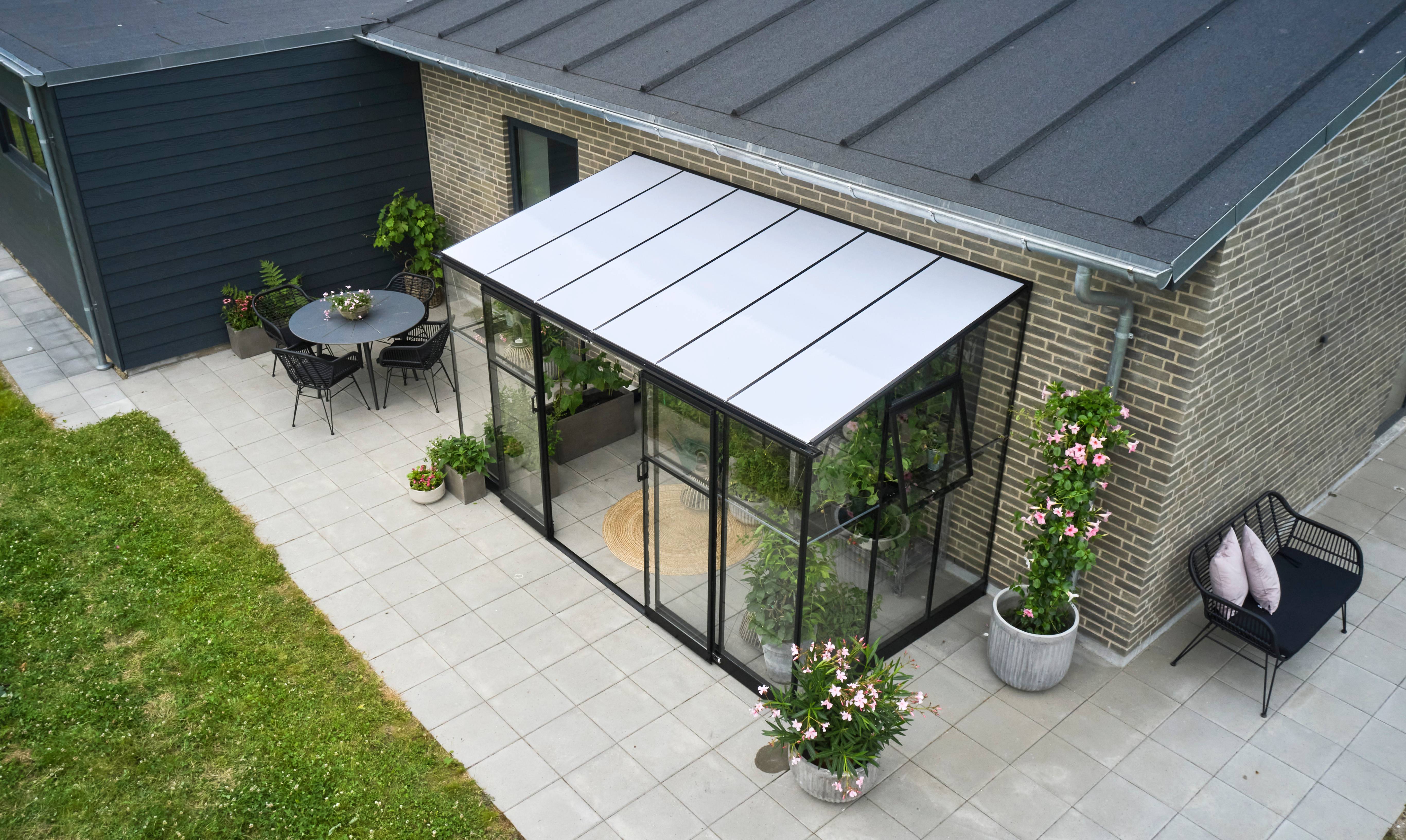 Halls - Serre de jardin adossée verre trempé polycarbonate aluminium noir 7,1 m² Qube Lean-to 6 - Halls - Image 9
