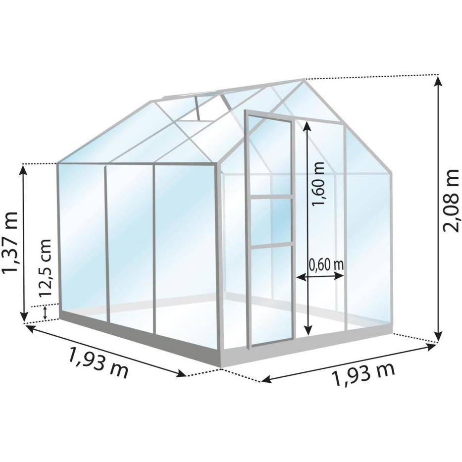 LAMS - Serre de jardin verre trempé aluminium vert 3,7 m² Allium avec embase - Lams - Image 2