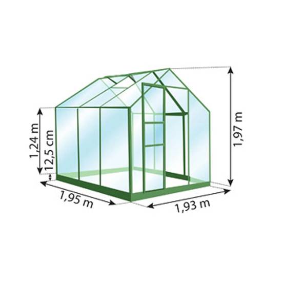 LAMS - Serre de jardin verre trempé aluminium vert 3,7 m² Allium avec embase - Lams - Image 5