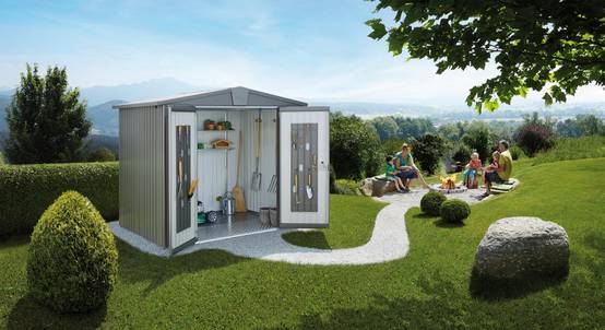 Abri de jardin métal 9.48 m² Ep. 0,53 mm Europa 7 Biohort gris - Image 9