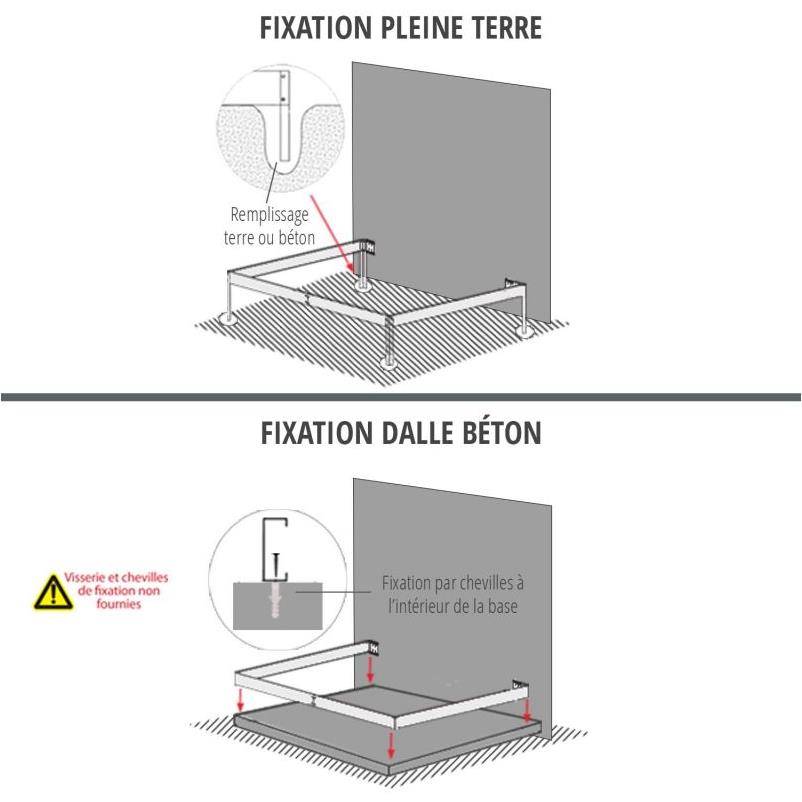 LAMS - Serre de jardin adossée verre trempé aluminium brut 7,2 m² Melissa avec embase - Lams - Image 3