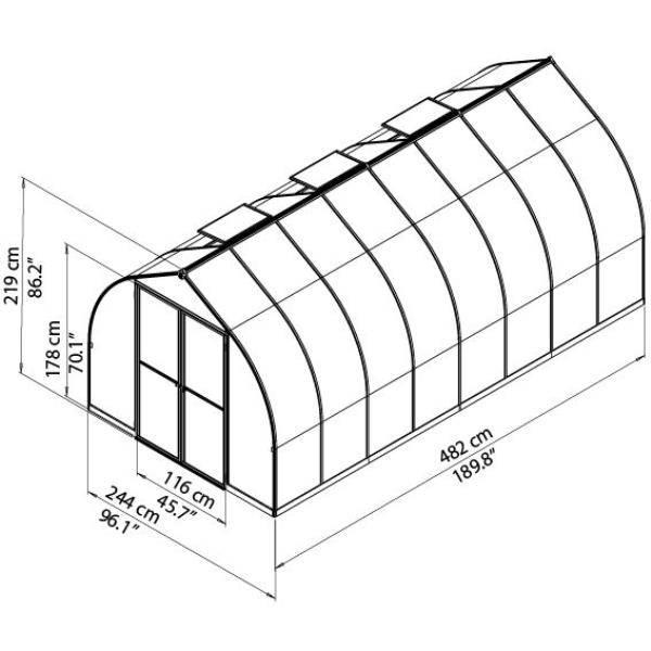 Canopia by Palram - Serre de Jardin Polycarbonate Aluminium Argent 11,4 m² Double-Porte - PALRAM - Image 7