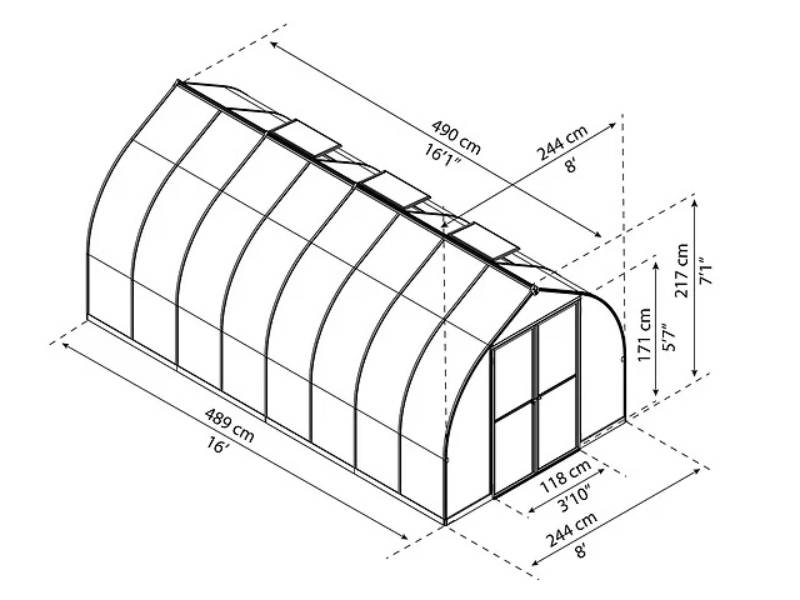 Canopia by Palram - Serre de Jardin Polycarbonate Aluminium Argent 11,4 m² Double-Porte - PALRAM - Image 9