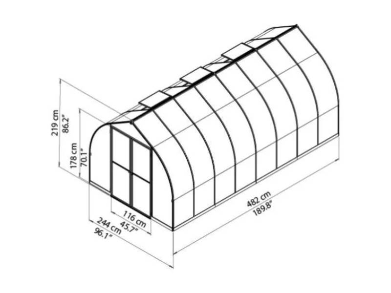 Canopia by Palram - Serre de Jardin Polycarbonate Aluminium Argent 11,4 m² Double-Porte - PALRAM - Image 5