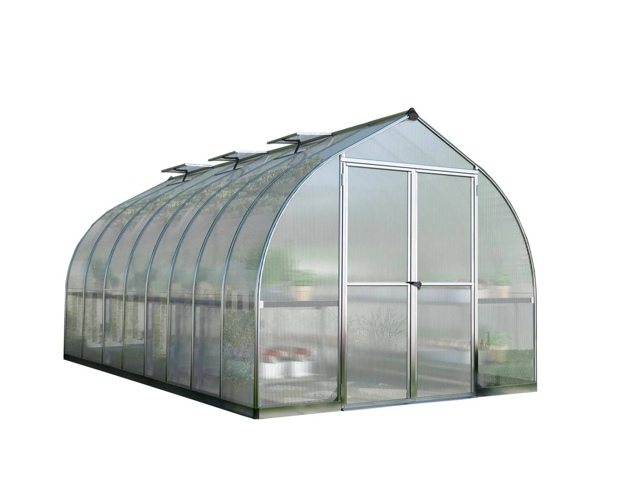 Canopia by Palram - Serre de Jardin Polycarbonate Aluminium Argent 11,4 m² Double-Porte - PALRAM - Image 11