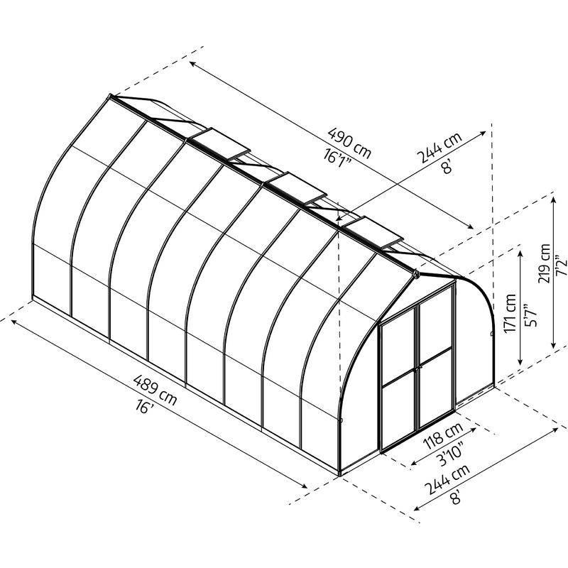 Canopia by Palram - Serre de Jardin Polycarbonate Aluminium Argent 11,4 m² Double-Porte - PALRAM - Image 13