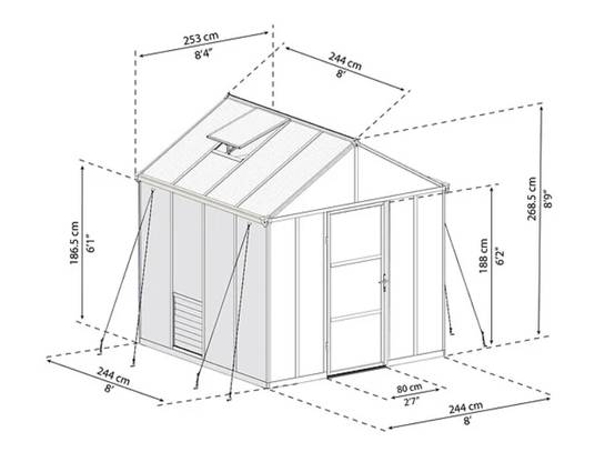Canopia by Palram - Serre De Jardin Polycarbonate Double Paroi Gris Anthracite 5,7 m² – PALRAM - Image 11