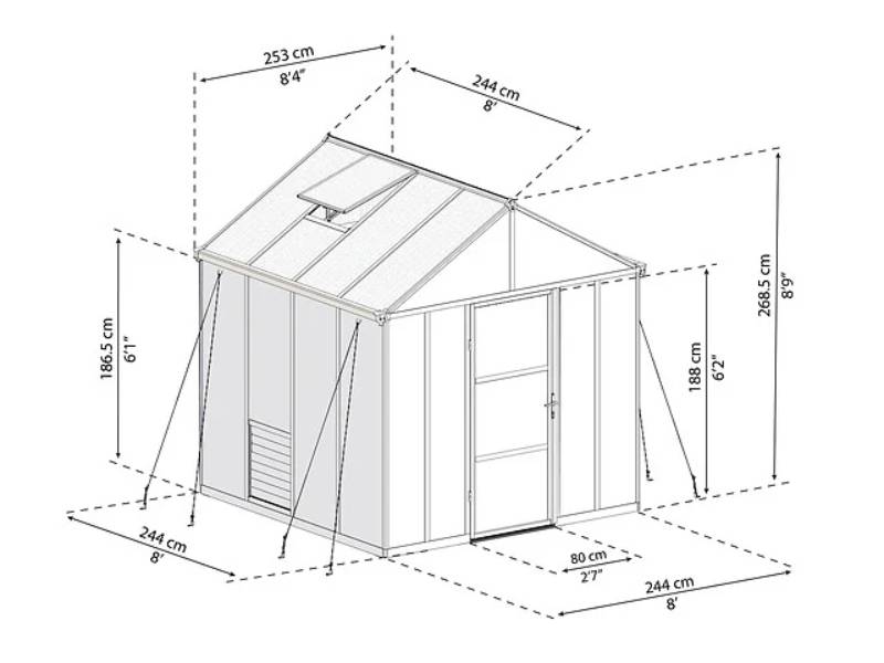 Canopia by Palram - Serre De Jardin Polycarbonate Double Paroi Gris Anthracite 5,7 m² – PALRAM - Image 11