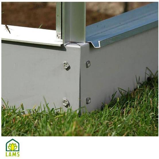 LAMS - Serre de jardin adossée verre trempé aluminium brut 4,9 m² Melissa avec embase - Lams - Image 2
