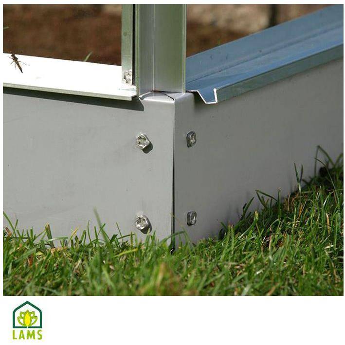 LAMS - Serre de jardin adossée verre trempé aluminium brut 4,9 m² Melissa avec embase - Lams - Image 2