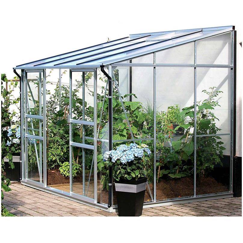 LAMS - Serre de jardin adossée verre trempé aluminium brut 4,9 m² Melissa avec embase - Lams - Image 1