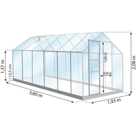 LAMS - Serre de jardin verre trempé aluminium brut 7,3 m² Allium avec embase - Lams - Image 3