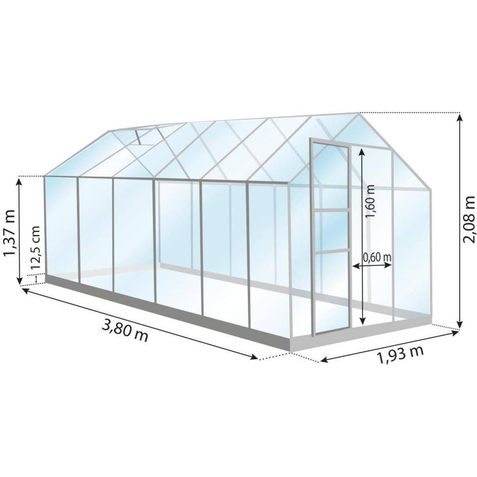 LAMS - Serre de jardin verre trempé aluminium brut 7,3 m² Allium avec embase - Lams - Image 3