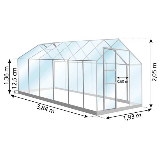 LAMS - Serre de jardin verre trempé aluminium brut 7,3 m² Allium avec embase - Lams - Image 7