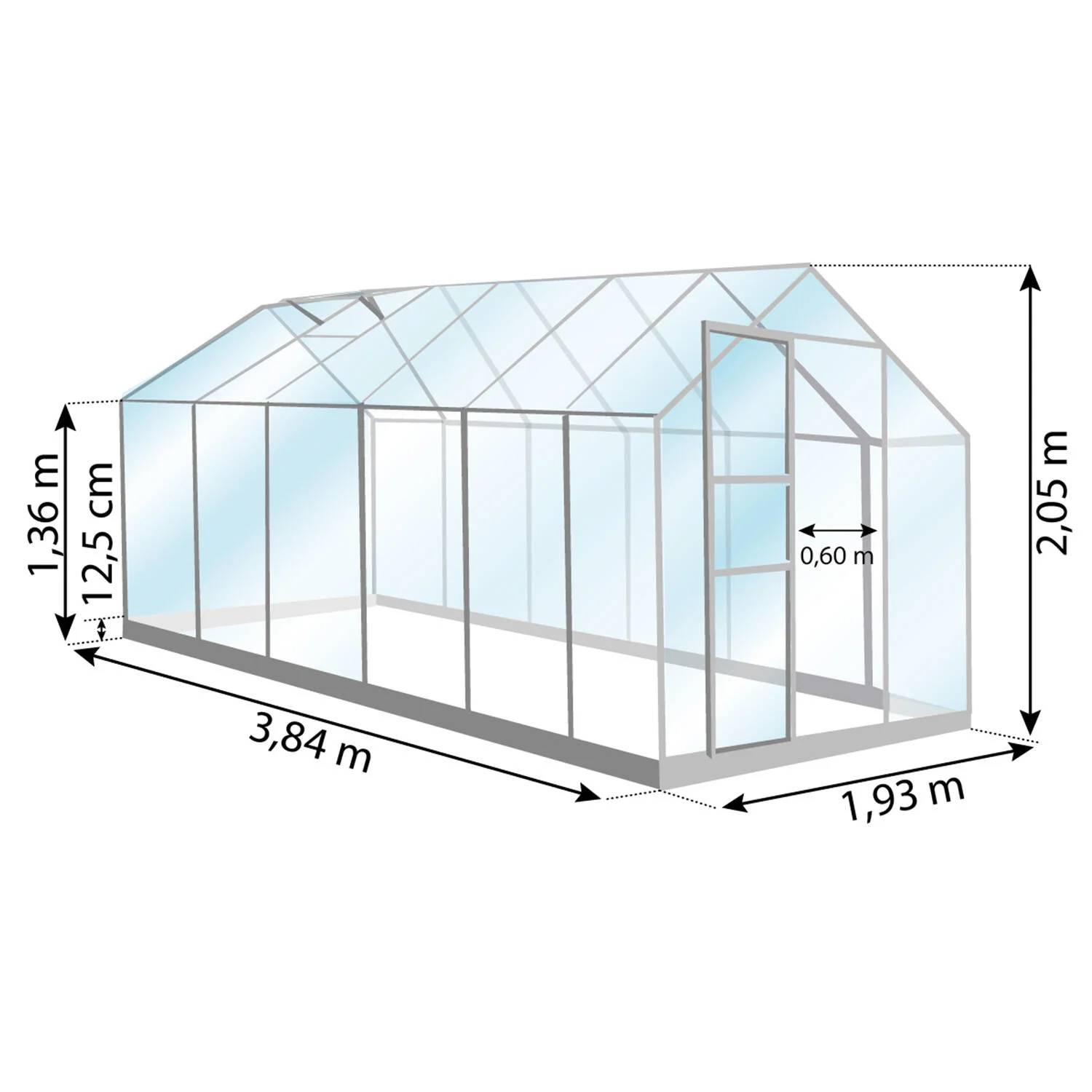 LAMS - Serre de jardin verre trempé aluminium brut 7,3 m² Allium avec embase - Lams - Image 7