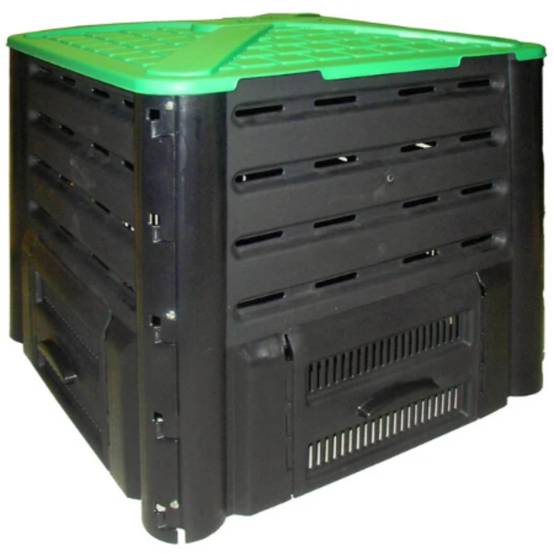 Composteur Compo'fast Plastique Recyclé Noir-Vert 600 L 77x77x122 cm - BELLIJARDIN - Image 3