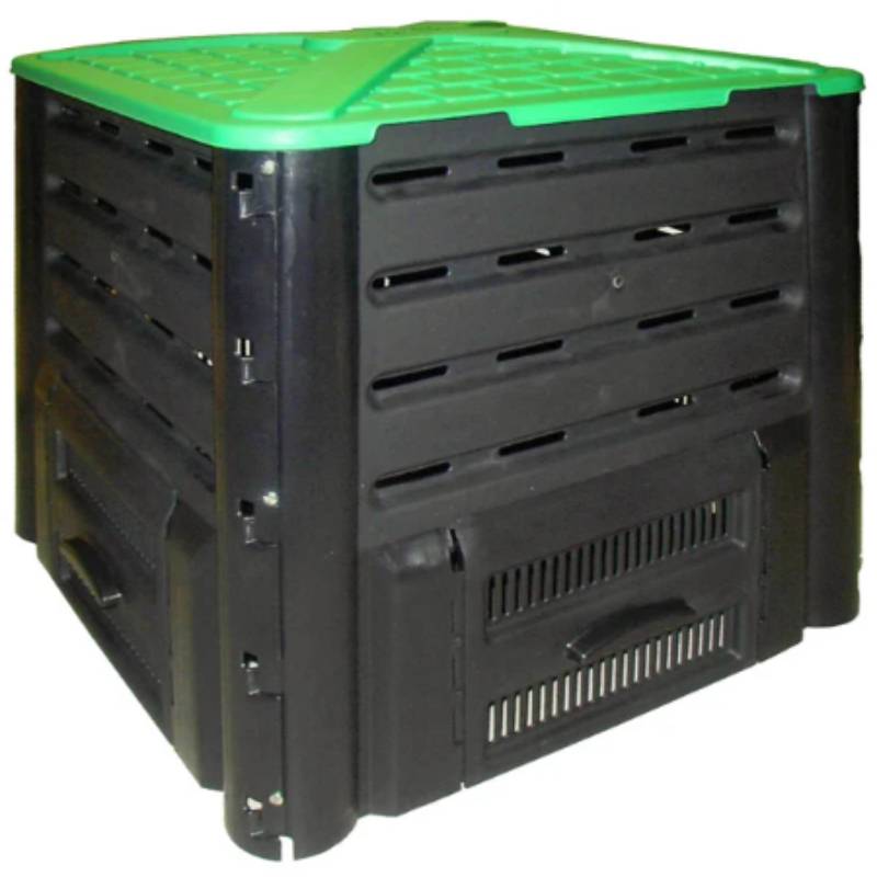 Composteur Compo'fast Plastique Recyclé Noir-Vert 600 L 77x77x122 cm - BELLIJARDIN - Image 3