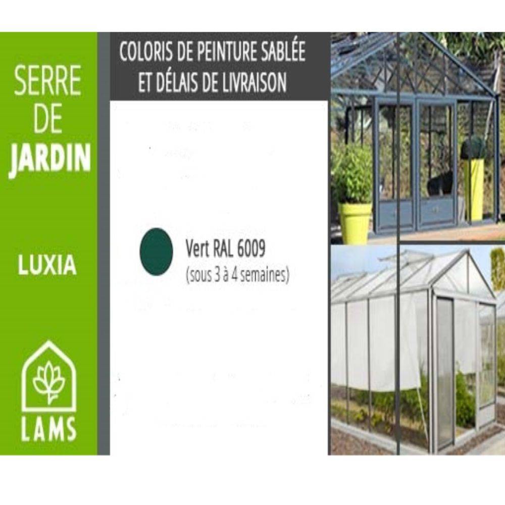 LAMS - Serre de jardin verre trempé aluminium vert 14,1 m² Luxia avec embase - Lams - Image 3
