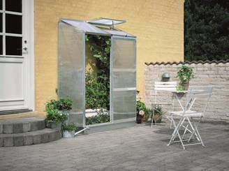 Halls - Serre de jardin adossée polycarbonate aluminium brut 0,9 m² Altan 2 - Halls