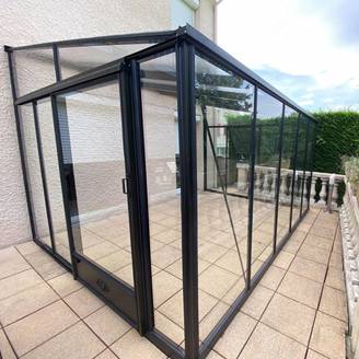 Serre adossée en verre trempé 11,60 m² + embase - Lams