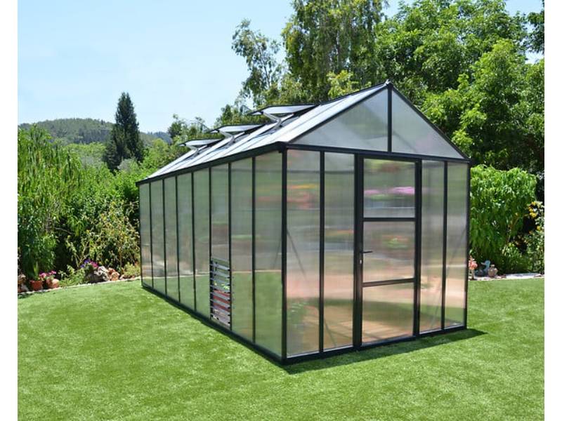 Serre de jardin Polycarbonate Aluminium Gris Anthracite 11,42 m² – PALRAM - Image 1