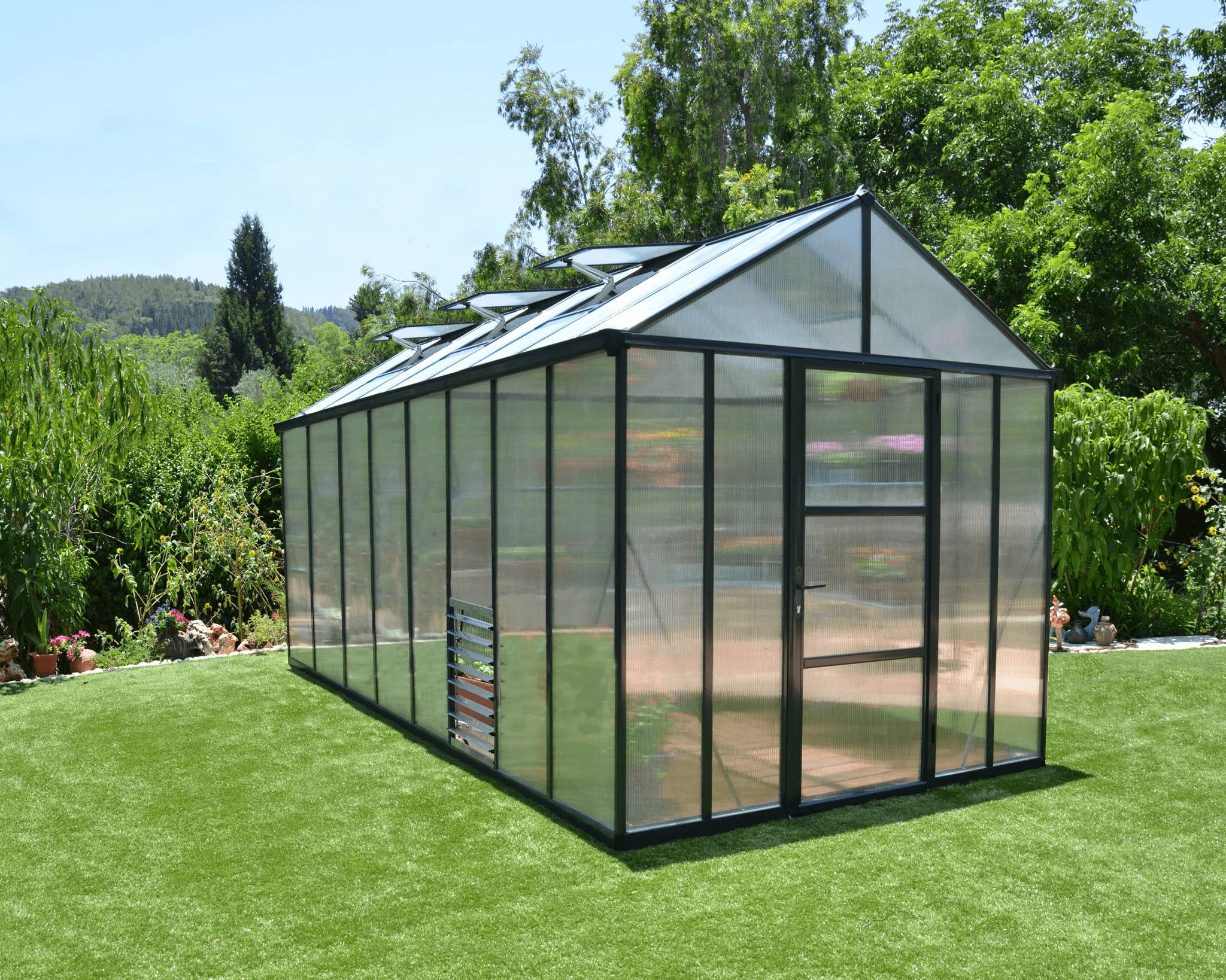 Serre de jardin Polycarbonate Aluminium Gris Anthracite 11,42 m² – PALRAM - Image 13