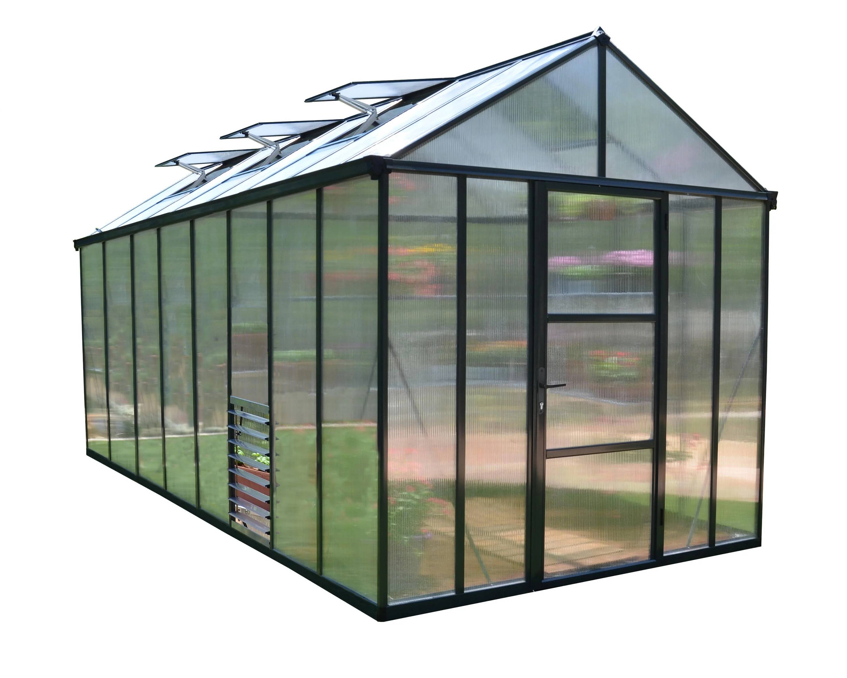 Serre de jardin Polycarbonate Aluminium Gris Anthracite 11,42 m² – PALRAM - Image 14