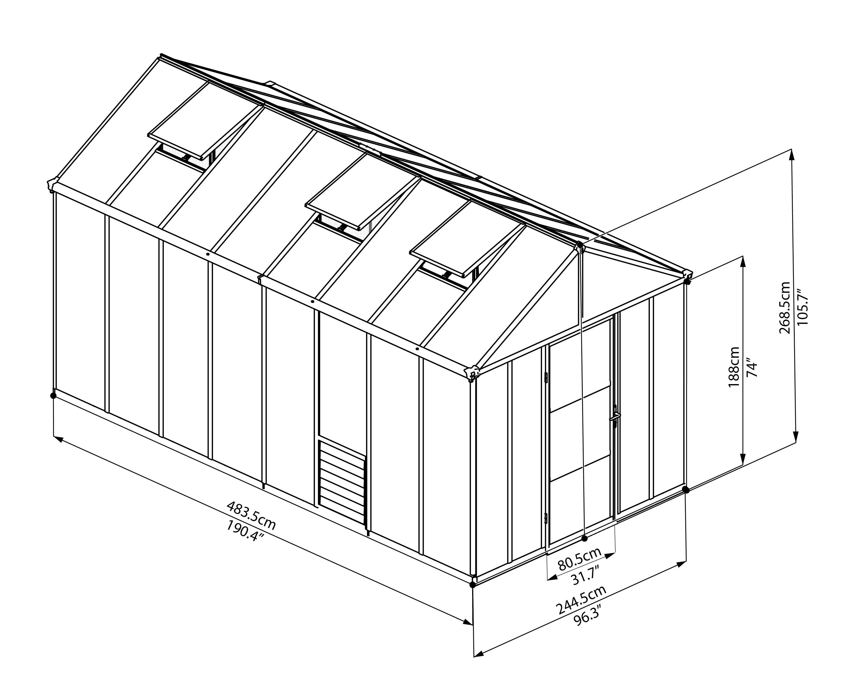 Serre de jardin Polycarbonate Aluminium Gris Anthracite 11,42 m² – PALRAM - Image 12