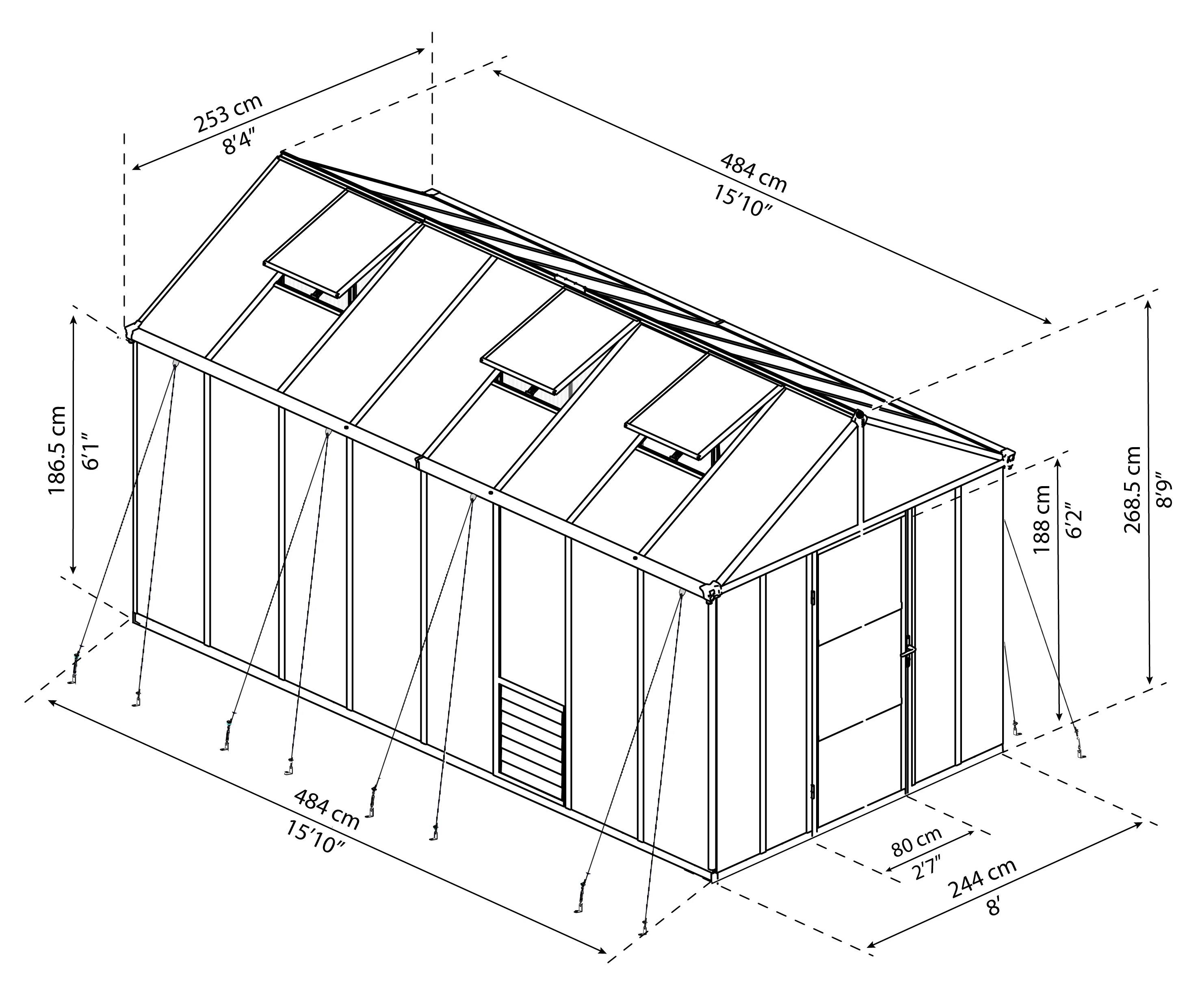 Serre de jardin Polycarbonate Aluminium Gris Anthracite 11,42 m² – PALRAM - Image 16