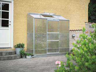 Halls - Serre de jardin adossée polycarbonate aluminium brut 1,3 m² Altan 3 - Halls