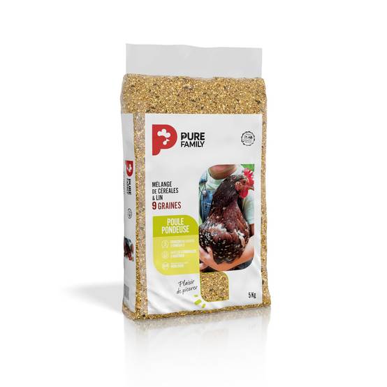 Pure Family - Mélange de céréales 9 graines pour poule pondeuse Lin 5 kg - Pure Family - Image 1