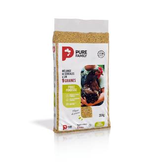 Pure Family - Mélange de céréales enrichi en graines de lin pour poules pondeuses 20 kg - PURE FAMILY
