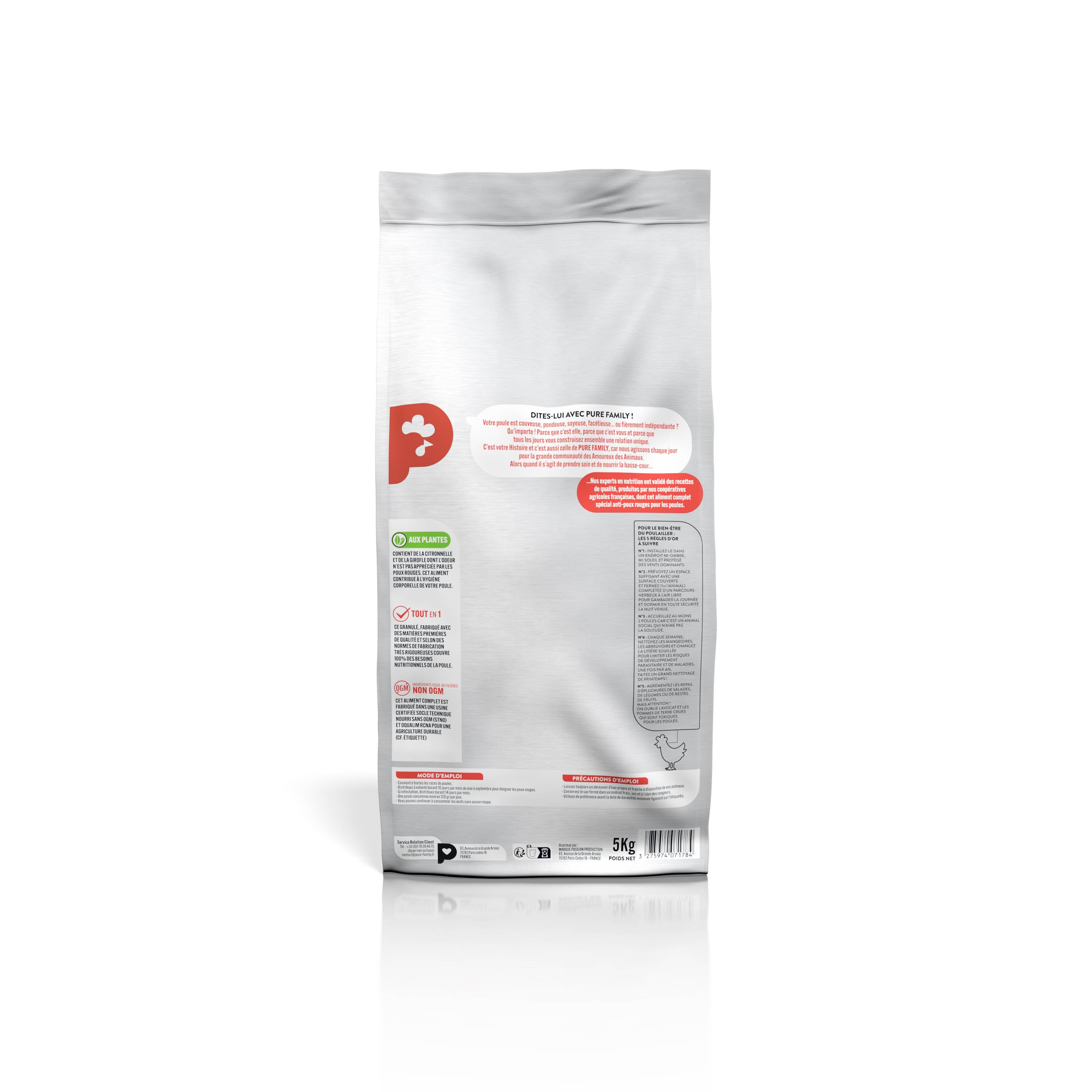 Pure Family - Aliment complet Poule Pondeuse poux rouges 5 kg - Pure Family - Image 2