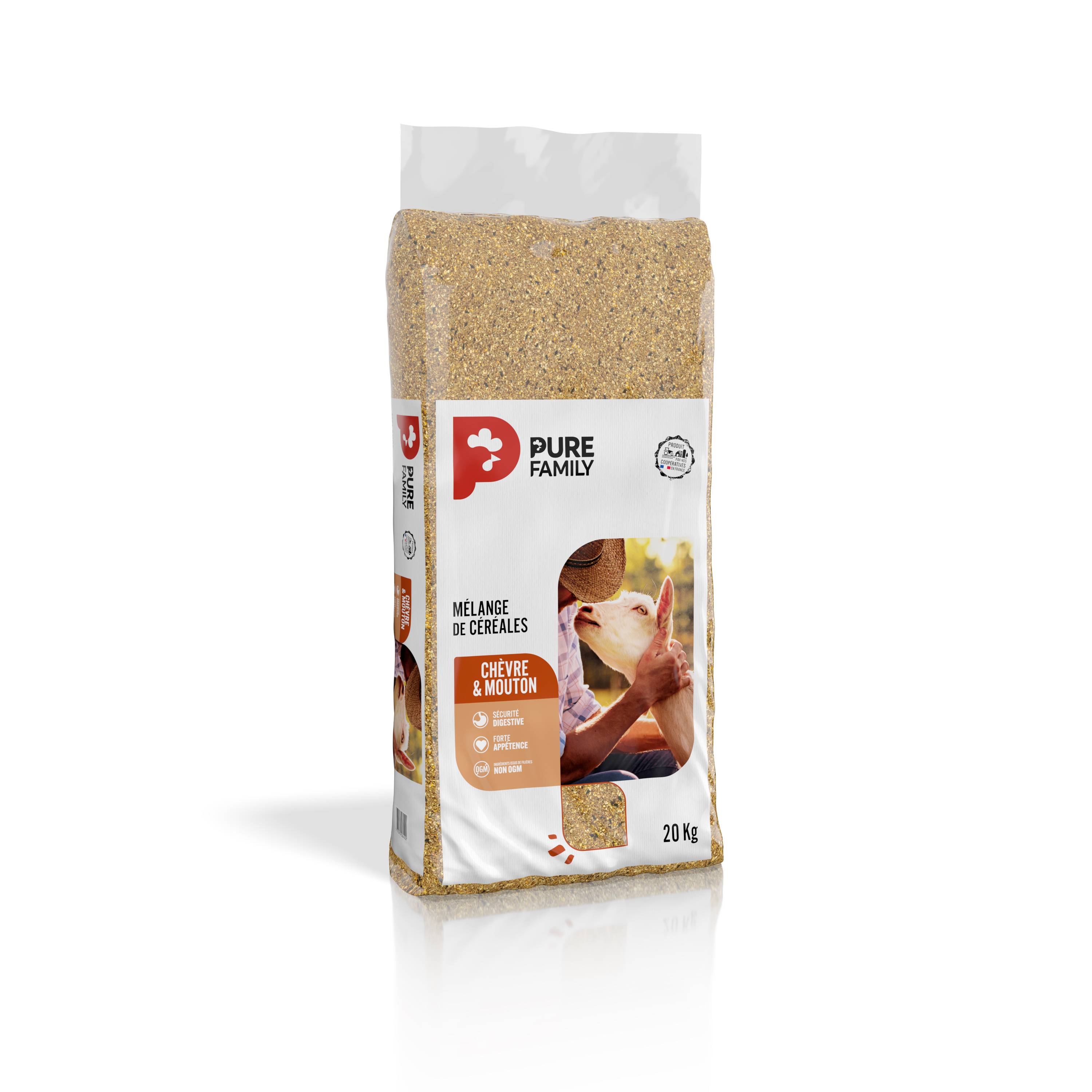 Pure Family - Mélange de Céréales Chèvre et Mouton sans OGM 20 kg - Pure Family - Image 2