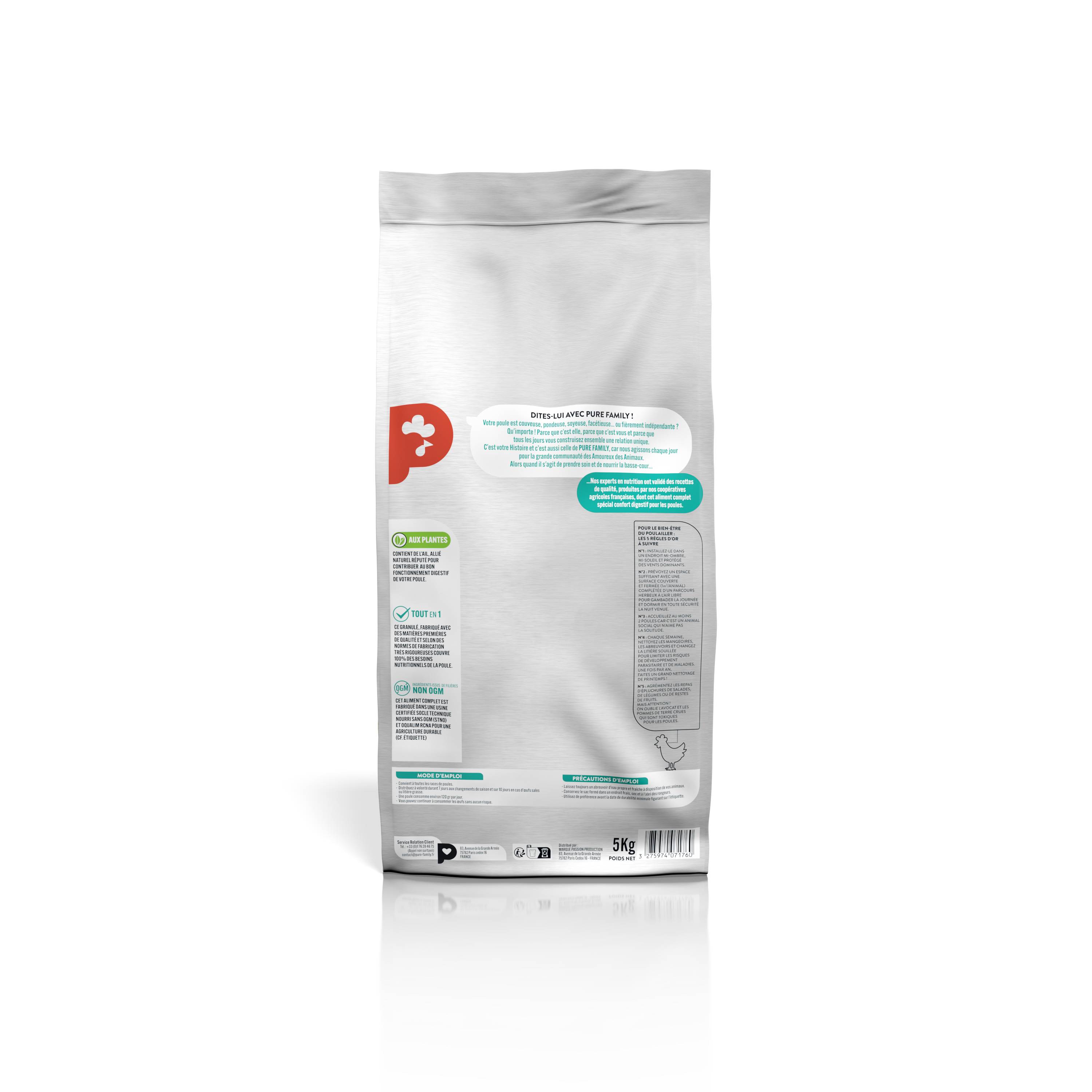 Pure Family - Aliment Complet poule pondeuse Confort digestif 5 kg - Pure Family - Image 2