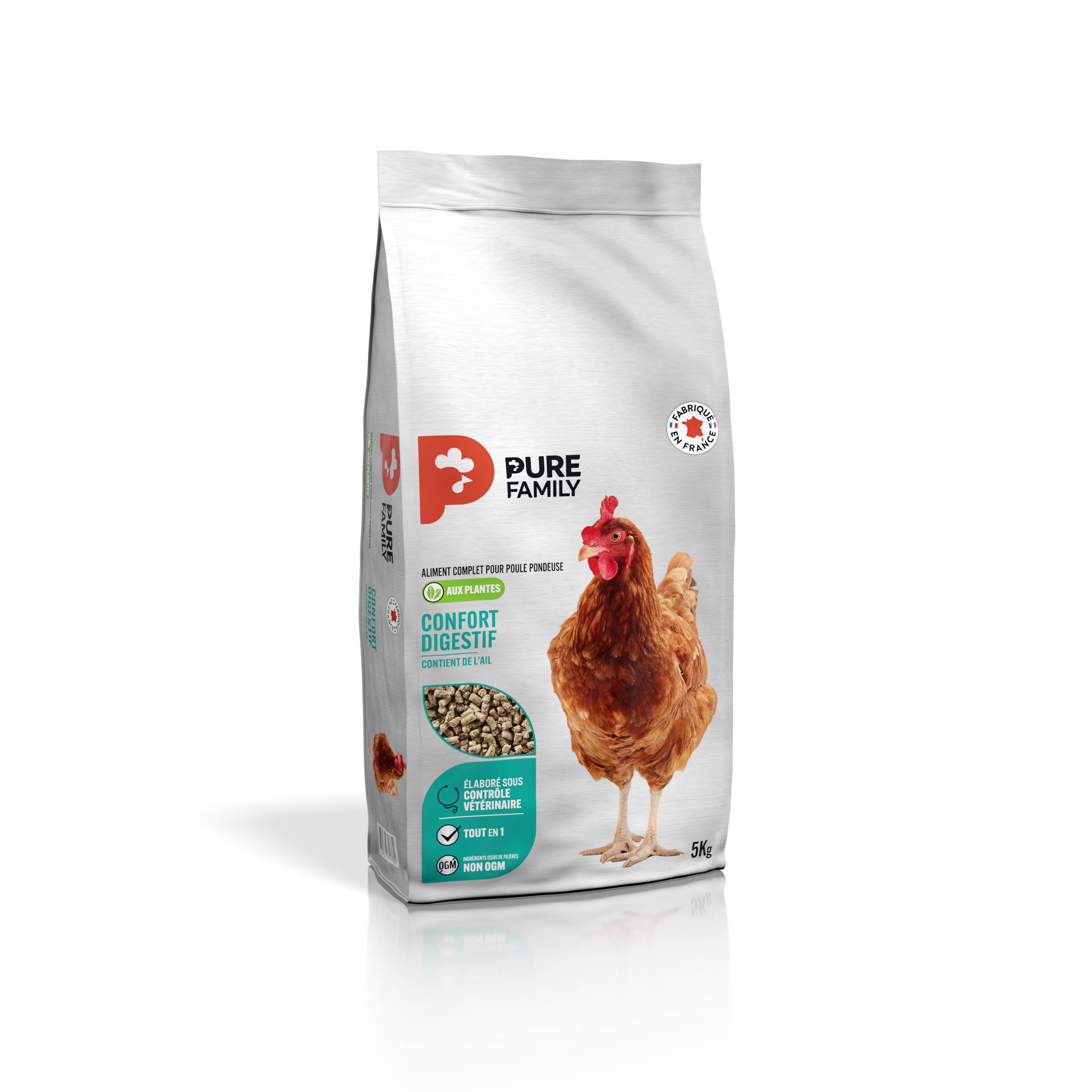 Pure Family - Aliment Complet poule pondeuse Confort digestif 5 kg - Pure Family