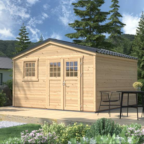 Cerland - Abri de Jardin Bois Epicéa Double Pente 15,4m² SHELTY – MADEIRA - Image 1
