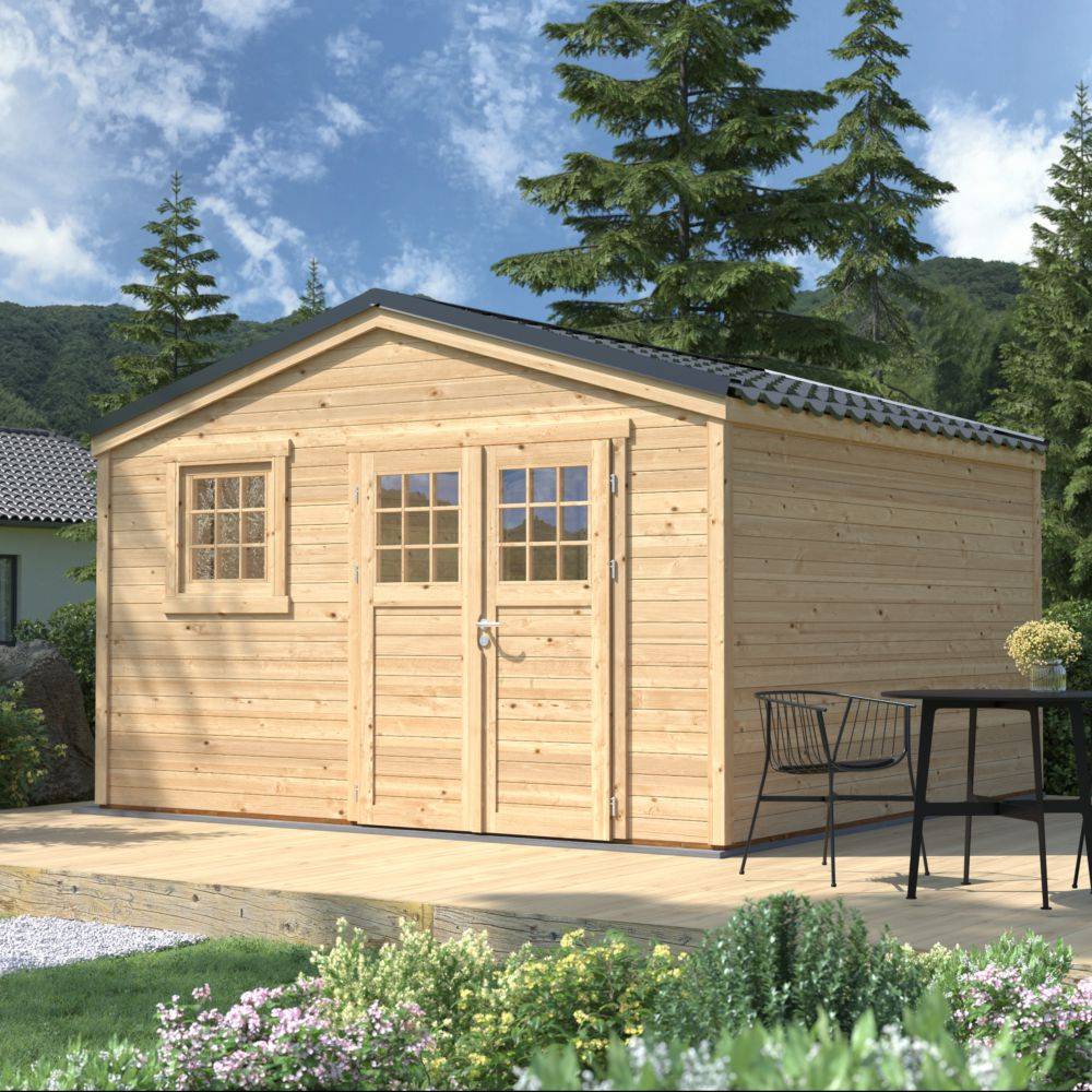 Cerland - Abri de Jardin Bois Epicéa Double Pente 15,4m² SHELTY – MADEIRA - Image 1