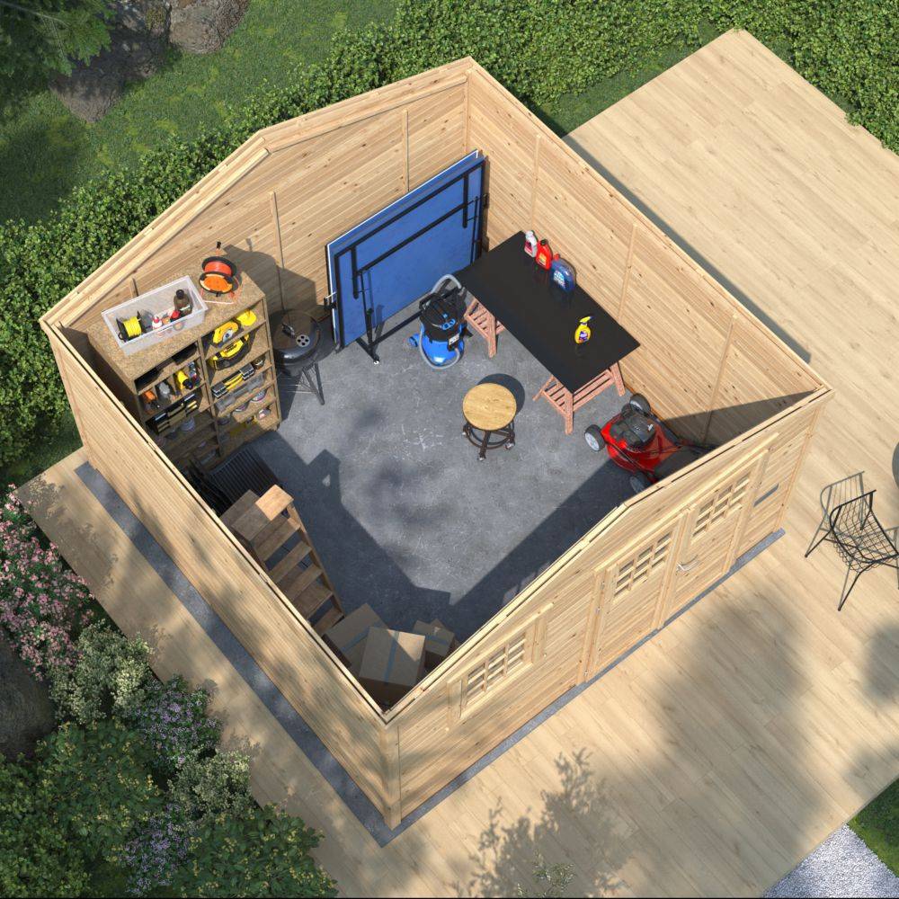 Cerland - Abri de Jardin Bois Epicéa Double Pente 15,4m² SHELTY – MADEIRA - Image 3