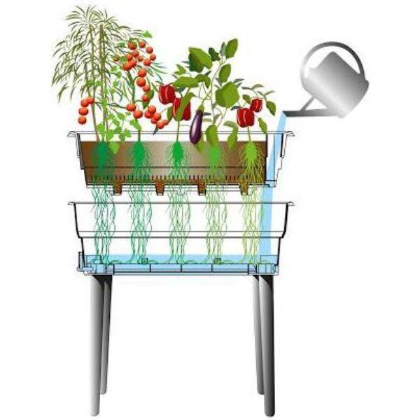 Calipso - Jardinière mini-serre gris / vert tilleul 40 L Combi avec réservoir d'eau - Calipso - Image 9