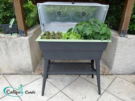 Calipso - Jardinière mini-serre gris / vert tilleul 40 L Combi avec réservoir d'eau - Calipso - Image 14