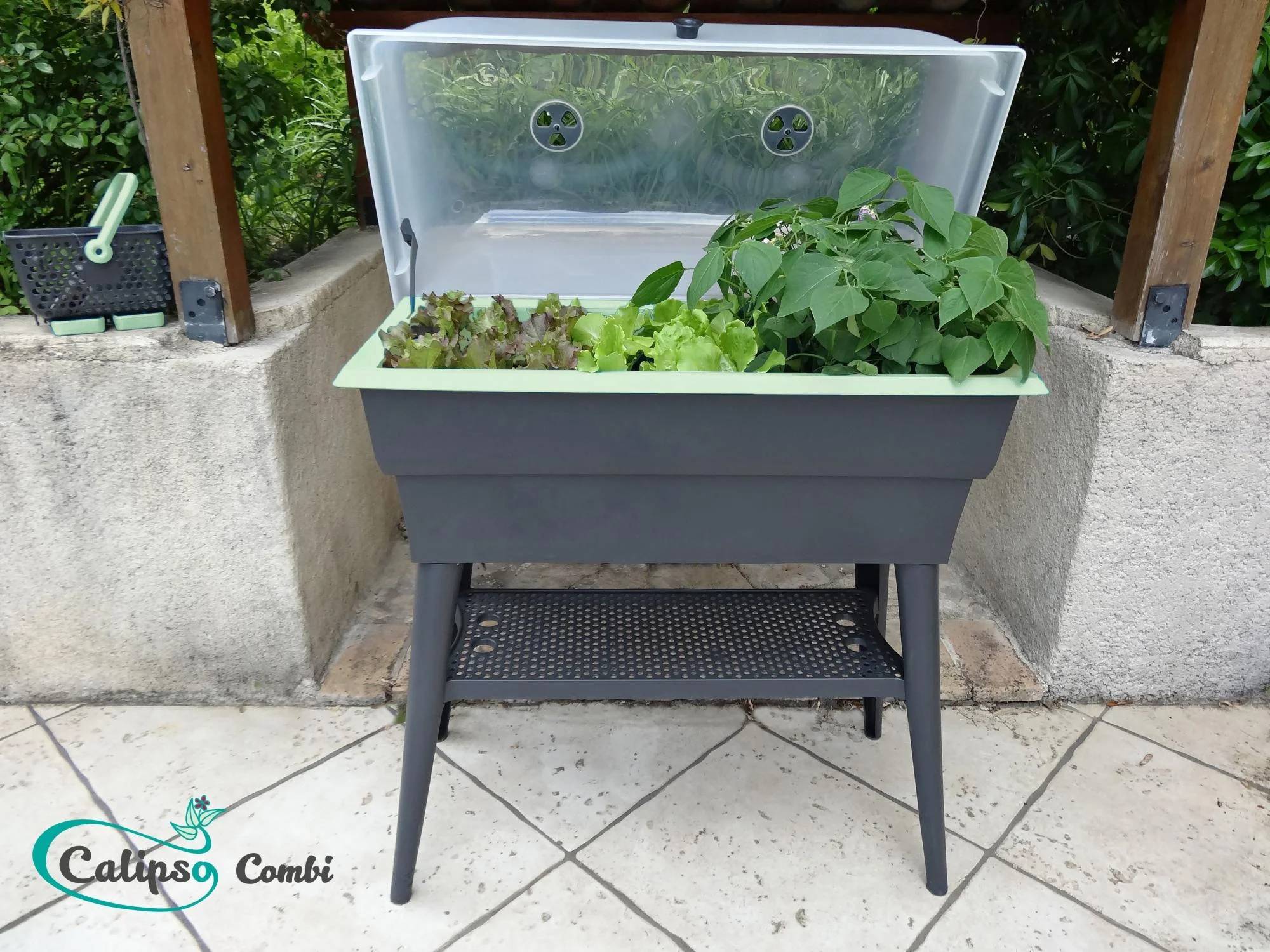 Calipso - Jardinière mini-serre gris / vert tilleul 40 L Combi avec réservoir d'eau - Calipso - Image 14