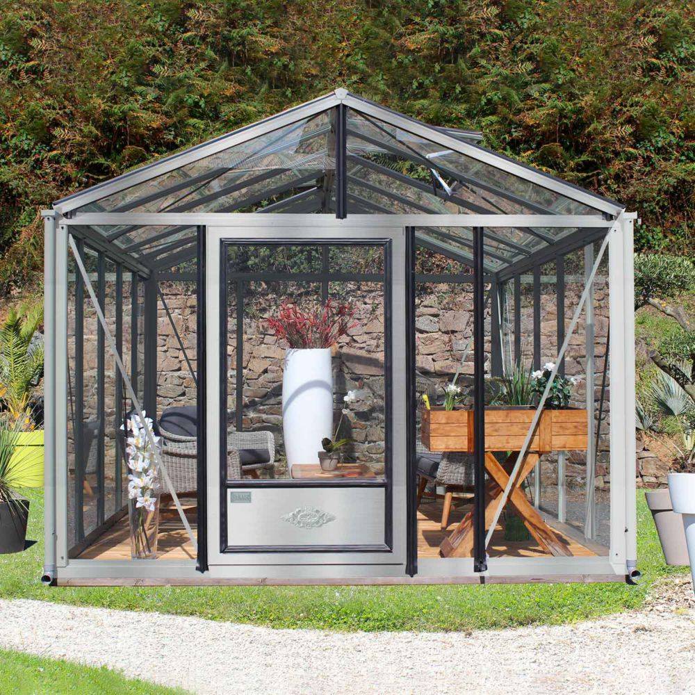 LAMS - Serre de jardin verre trempé aluminium brut 12 m² Supra avec embase - Lams - Image 1