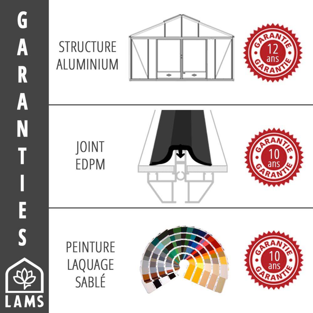 LAMS - Serre de jardin verre trempé aluminium brut 24,4 m² Supra avec embase - Lams - Image 4