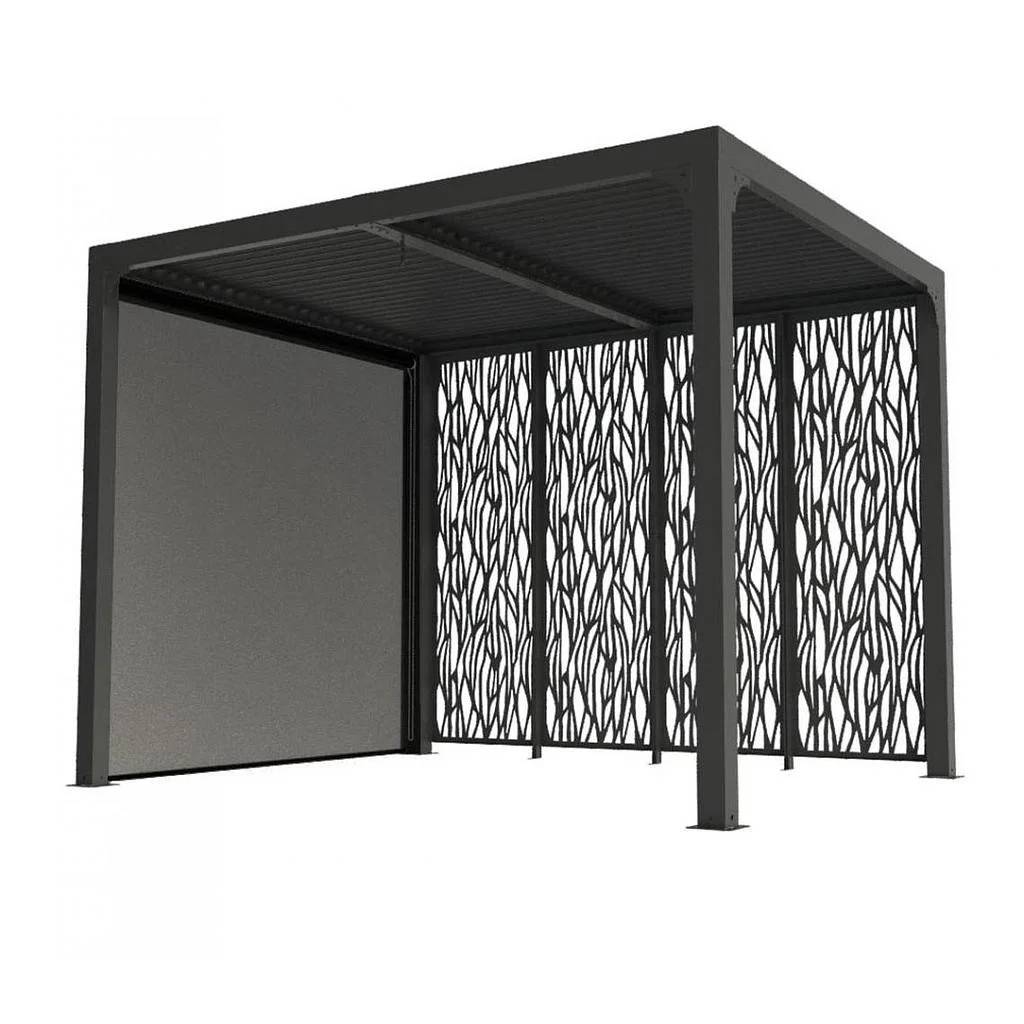 Pergola autorpotante bioclim. Alu. av rideau et panneaux 7,20 m2 - Image 5
